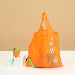 Shopping Bags 1Pcs Cute Large Strawberry Portable Travel Tote Bag Eco-friendly Folding Reusable Vegetable Fruit Handbag