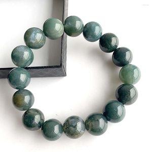 Strand Natural Aquatic Agate Beads Moss Agates Bracelet Onyx 12 -миллиметровый подарок для сэра с изысканной коробкой