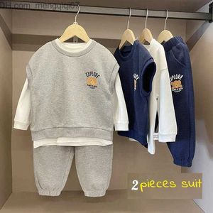 Conjuntos de roupas para bebês Moletom sem mangas + calça de moletom Terno de 2 peças para crianças Calças de salto Terno de jogging Crianças de 1 a 10 anos Z230717