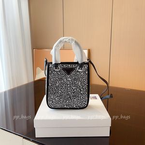 Mulheres Designer Saco De Cristal Tote Luxurys Bolsas De Seda Diamante Preto Brilhante Bling Senhoras Shouler Crossbody Bags