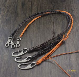 Keychains Lanyards Leather Wallet Chain Handmade Braided Genuine Leather Biker keyChain Purse Chain Pants Chain 230715