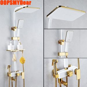 Bathroom Shower Heads Cold Set SPA Rainfall System Bathtub Square Brass Bath Faucet Wall Mount Luxury Modern White Torneira 230717