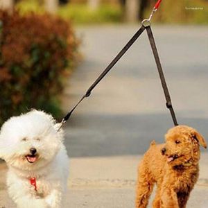 Dog Collars Pet Walking Lead Bungee Coupler Leashes Double Chain Elastic Dogs Leash Splitter Tow Belt Chest Strap