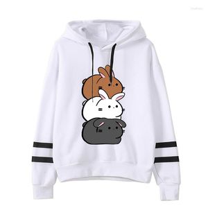 Women's Hoodies Baka Slap Cartoon For Girls Three Rabbits Print Lovely Sweatshirts Funny Clothing Casual Fashion Pullover