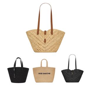 Luxury Straw weave Rive Gauche Designer bag high capacity Womens mens shopper Cross Body Shoulder Basket travel Bags pochette Totes handbag Clutch basket Beach Bags