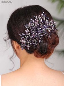 Copricapo boemo Blu Nero Copricapo viola Belle donne Pettine per capelli Gioielli per capelli in cristallo Accessori per capelli da sposa L230704