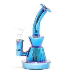 Cachimbo de água de 6 polegadas Prata Fumado Colorido Dab Oil Bong Rigs Heady com 4MM Quartz Banger Nail Recycler Oil Bubbler Cyclone Perc Glass Water Pipes