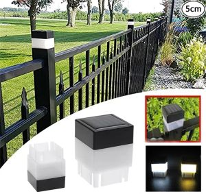 2x2 Solar Panel Post Cap Solar Lights Square Outdoor Waterproof Solar Powered Pillar Light For Wrought Iron Fence Front Yard Backyards Gate Landscaping Residential