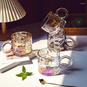 Water Bottles Light Luxury Wind Ins Mug Heat-resistant Glass Cup Coffee With Big Ear Simple Retro High Color Value