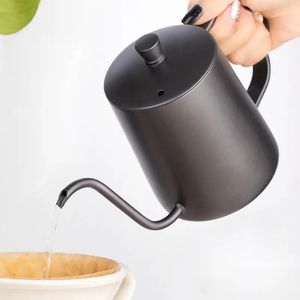 1pc 350ml Paslanmaz Çelik Gooseeck Su Montaj Braket El Yumruğu Pot Kahve Tencereleri Damla Giysi Spout Uzun Ağız Kahve Kahve Su Isıtıcısı Kahve Kahvesi Kettle-600ml