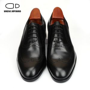 Uncle Oxford Dress Saviano Brogue Wedding Best Man Shoe Genuine Leather Handmade Designer Formal Shoes Men Original s