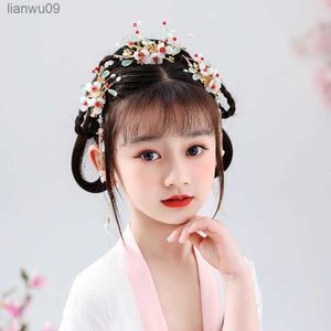 Chinese Head Jewelry Set Vintage Hanfu Hair Accessory for Women Girls Headdress Flower Hairpin L230704