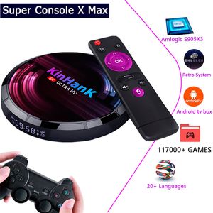 Super Console x Max Retro Video Game Поддержка консоли консоли Coreelec Audio-Visual System 60+Emulators 60000+Games для PSP/PS1/DC/N64 4K HD Вывод Smart TV Box