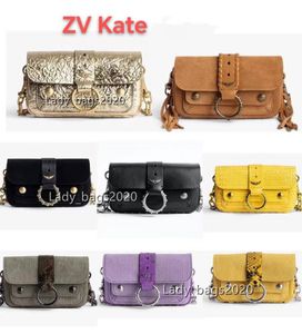 Zadig Voltaire Kate Bag ZV Ring Chains Bags Canvas Designer Suede Mini Wings Diamond-ironing Woman Shoulder Bag Rivet Crossbody Purse Leather Handbags