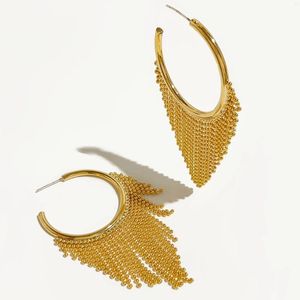 Hoop Earrings Peri'sbox 18K Gold Plated Bead Chain Fringe Tassel For Women Female Fashion Trendy Chandelier Earring Party