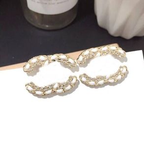 Atacado 20estilo 18K banhado a ouro prata letras duplas stud brinco designer de luxo coração geométrico feminino cristal pérola titânio brincos de aço jóias de casamento