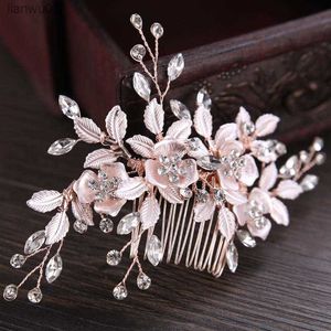 Fashion Flower Hair Combs Handgjorda Crystal Rhinestone Brudhuvudbonad Flower Hairpin Bride Wedding Hair Jewelry L230704