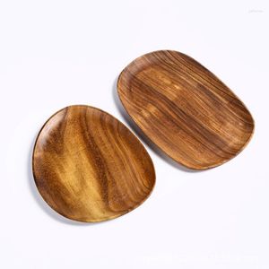 Plates Wood Hand-made Dinner Unbreakable Irregular For Fruits Dishes Dessert Serving Tray Tableware