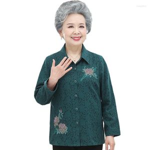 Women's Blouses Mother's Clothes Section For Old Ladie 2023 Spring Grandmother's Clothing 50-80-Year-old Embroidery Shirt Female Top