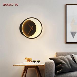 Duvar lambası İskandinav Minimalizm Ev Deco Yuvarlak Saat LED Zarif Oturma Odası Yemek Loft Sconce Daire Yüzük Işık Fikstür