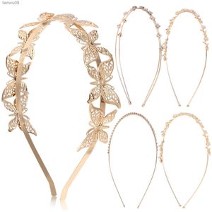 5 Pcs Hair Supplies Girl Headdress Pearl Headpiece Crystal Delicate Headband Golden Headbands Metal Women Girls Bride Trim L230704