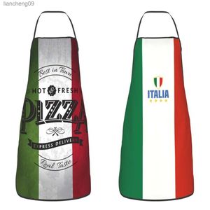 Retro italiensk flagga pizza förkläden män kvinnor Italien stolthet vuxen unisex kök kock smink tablier mat matlagning bakning trädgårdsarbete l230620