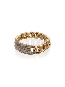 Mini-Link-ID-Ring, Gold-Saphirring, individuell, farbiger Stein, 925er Silber, 18 Karat Gold, Fabrikdesigner-Schmuck