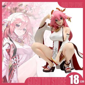 Anime manga 18cm genshin Impact Yae Miko Anime Figures Mona Sexy Girl Action Figurine Pvc Statua dla dorosłych kolekcjonerski model