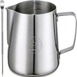 1pc 20oz Milk Frothing Pitcher ,Espresso Steaming Pitcher, Espresso Machine Accessories,Milk Frother Cup, Milk, Coffee, Cappuccino, Latte, Stainless Steel Jug