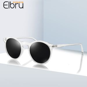 Óculos de sol Elbru Vintage Moda Feminina Armação Transparente Polarizada Colorida Lente Transparente Óculos de Sol Clássico Toldos Masculinos 230717