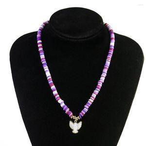 Подвесные ожерелья настоящая раковина орла -ожерелье мать перлочного голубя птичье чары шалочка -фиолетовый полимер глиня
