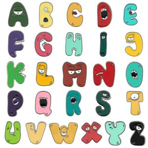 Creative Cartoon English Alphabet Brooch Funny Cute Personality 26 English Letter Brooches Bag Hat Clothes Accessories Lapel Pin Badge