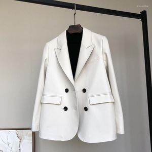 女性の革2023ビンテージ秋の冬シルバー本物のシープスキンコートエレガントな女性本物のジャケット