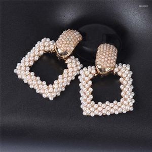 Stud Earrings 2023 Trends Boho Exaggeration Geometry Alloy Pearl Pendants Valentine's Day Gift Personality Creative Jewelry