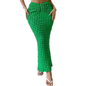 Yeni Tasarımcı Seksi Kabarcık Etek Yaz Kadınlar Yüksek Bel Bodyocn Uzun Etekler Sıradan Katı Y2K Tatil Plaj Giyim Toplu Toptan Kıyafetler 10029