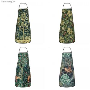 Árvore da Vida de William Morris Aventais Engraçados para Homens e Mulheres com Padrão Têxtil Floral Cozinha Chef Bib Tablier Cuisine Cooking L230620