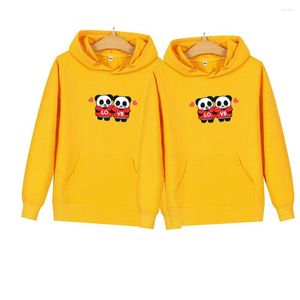 Felpe con cappuccio da donna Tute alla moda Donna Uomo Manica lunga Panda Graphic Coppia carina Felpe Pullover femminile Streetwear Cappotto oversize