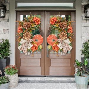 Fiori Decorativi Zucca Ghirlanda Autunnale Per Decorazioni Per Porte D'ingresso Fattoria Autunnale Festa Del Raccolto Al Coperto