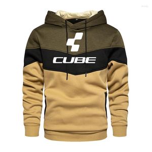 Herrtröjor kub mens hip hop huvtröja tröja kläder casual fleece varm streetwear manlig mode Autumn Winter Patchwork Outwear