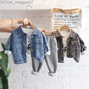 Clothing Sets Children's fashion suit Spring children's boys and girls Jean jacket Hoodie pants 2 pieces/set baby clothes baby Sportswear 0-5 years Z230717