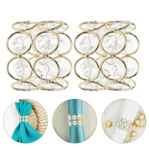 Dinnerware Sets 2 Pcs Napkin Crystal Beads Serviette Ring Reusable Buckle Gold Decor Party Accessories El Dining Table Centerpieces