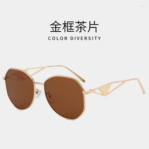 Óculos de sol designer de moda polarizado em dois tons gradiente feminino óculos simples marca triangular
