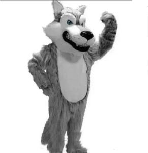 Traje profissional de mascote de lobo cinzento, personagem de tema de anime, carnaval unissex, tamanho adulto, festa de aniversário de natal, roupa ao ar livre, terno