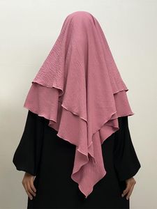 Roupa étnica Eid Muslim 2 Camadas Jazz Crepe Longo Khimar Feminino Hijab Ramadan Oração Jilbab Hijabs Islâmico Burka Lenço de Cabeça Djellaba Niqab