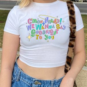 T-shirt da donna As It Was Coloring Book Crop Baby Tee Andiamo Harry We Wanna Say Goodnight To You T-shirt Love on Tour Women Y2K Aesthetic Tops 230717