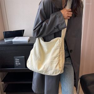 Evening Bags Canvas Big Capacity Textile Soft Slouchy Hobo Bag 2023 College Vintage Y2k Grunge Harajuku Fabric School Laptop Postman Side