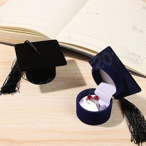 Scatola per anello di fidanzamento per matrimonio Cerimonia di laurea Conservazione di gioielli per orecchini Vetrina Cappello Confezione regalo Scatole per feste di laurea