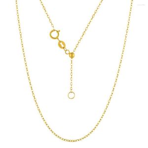 Chains Au750 Real 18k Yellow Gold Necklace Lucky O Chain :ink Adjustable Women Gift