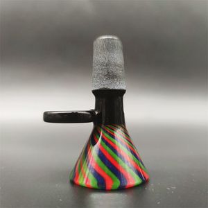 2023 Wig Wag 14mm Thick Bowl Piece Bong Glass Slide Water Pipes Colored Black Red Green Multi Color Mixed Black Tip Heady Slides Colorful Bowls Male Smoking Accessory