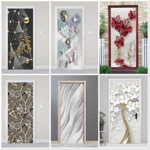 Wall Stickers Corridor Bedroom Decoration House Renovation Door Sticker Modern Life Design Adhesive Poster Vinyl Waterproof Flower Murals 230717